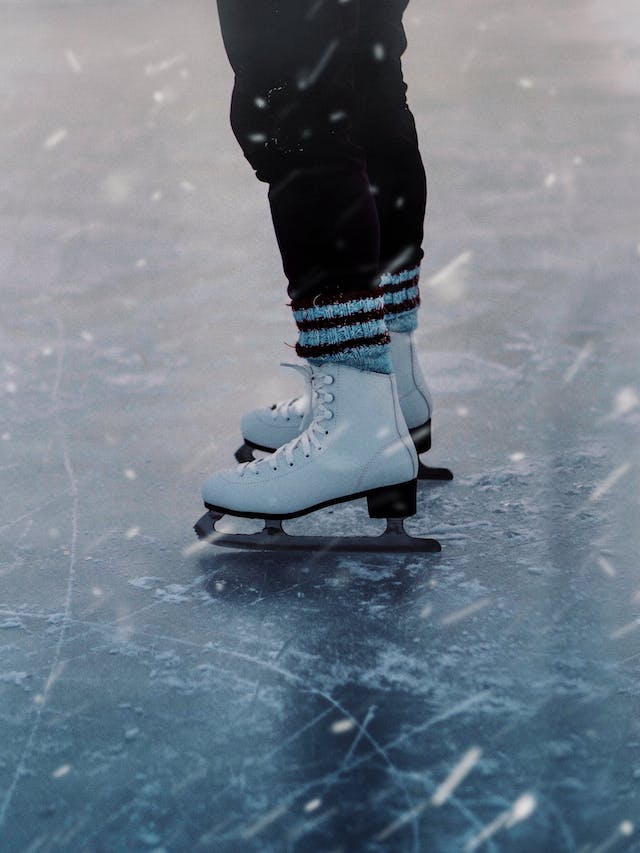 Ice skating in the winter